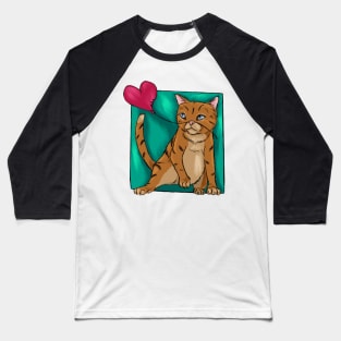 Funny cat with heart balloon Baseball T-Shirt